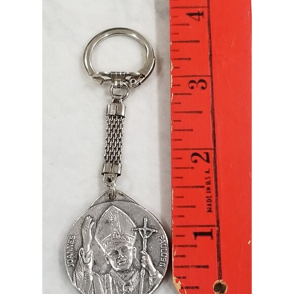 Vintage Pope John Paul II souvenir keychain pewter? 1983 - Picture 8 of 8
